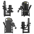 Black Leg Exercise Fitness Machine With Padded Seat Armrests And Weight Stack