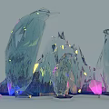 Geometric Transparent Decorative Sculptures With Colorful Lighting And Modern Art Design