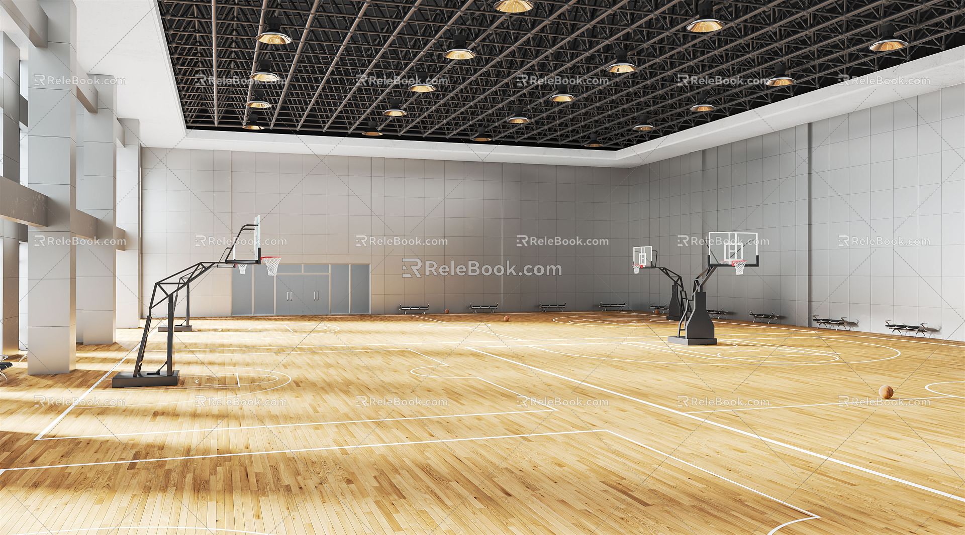 Modern Basketball Gymnasium Sports Stadium Basketball Rack Basket Basketball Basketball Game Ground 3d model