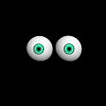 Realistic Human Eyes With White Sclera And Green Pupils On Black Background