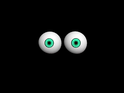 Realistic Human Eyes With White Sclera And Green Pupils On Black Background 3d model