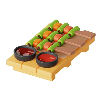 Modern Kebab Food Cartoon Kebab 3d model