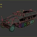 Vintage Military Armored Vehicle With Tracked Wheels Cross Insignia And Gray Design