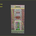 Two Story Red Brick Building With Arched Windows Balcony And Light Colored Top Decoration