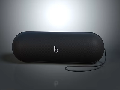 Black Oval Portable Computer Bluetooth Speaker With Brand Logo And Lanyard Design 3d model