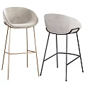 Modern Light Gray Upholstered Bar Stools With Gold And Black Metal Frames 3d model