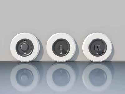 Modern Hinged Door Components With Round White Handles And Lock Designs 3d model