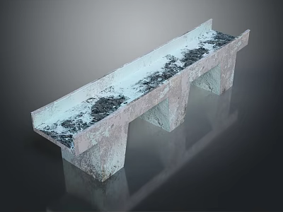 Modern Stone Bench With Textured Surface Black Patterns And Two Supporting Legs 3d model