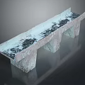 Modern Stone Bench With Textured Surface Black Patterns And Two Supporting Legs