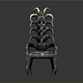 Unique Horn Accent Chair With Spine Like Back And Leather Seat Design