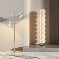 Modern Floor Lamps with Adjustable White Heads and Stacked Circular Shades in Contemporary Interior