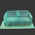 Gray Tufted Two Seater Sofa With Square Armrests Metal Legs On Light Colored Rug