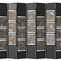 Modern Black Frame Room Divider With Decorative Patterned Panels For Home Decor