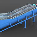 Blue Industrial Spiral Sand Washer with Dual Parallel Spirals and Electric Motor