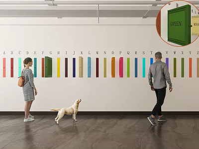 Colorful A to Z Alphabet Letters Wall Display With People And Dog 3d model