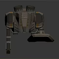 Mechanical Robot Character With Patterned Shield And Articulated Metal Armor