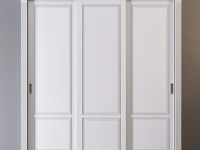 White 3 Door Chest of Drawers with Golden Handles and Sleek Modern Design 3d model