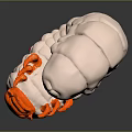 White Caterpillar With Curved Body Orange Appendages And Red Spots