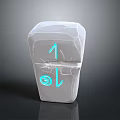 White Cracked Stone Sarcophagus With Blue Glowing Number One And Eye Symbols