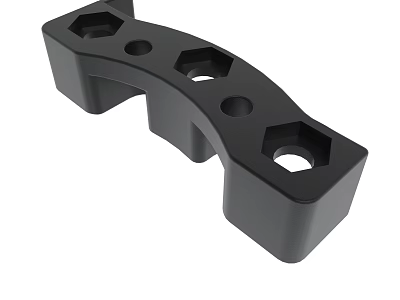 Black Metal Mechanical Bracket With Hexagonal Holes And Circular Openings 3d model