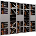 Modern Wine Cabinet Design With Multiple Shelves Wine Bottles Storage And Wooden Compartments