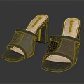 Women's Gray Mesh Block Heel Mules Stylish Open Toe Design For Fashionable Footwear
