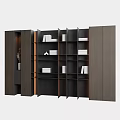 Modern Dark Wood Bookshelf Design With Multiple Shelves And Decorative Books