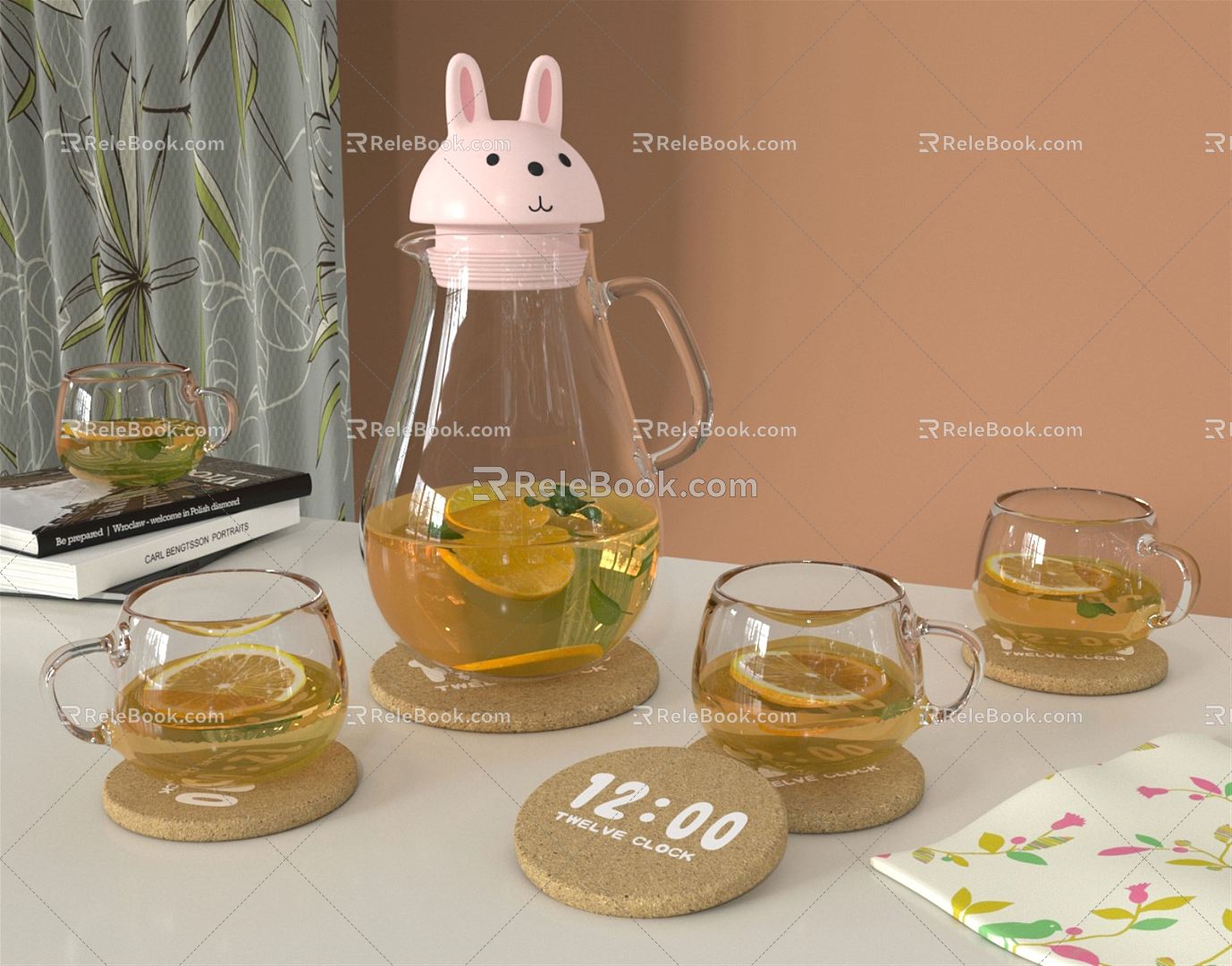 Modern Tea Set Rabbit Tea Set Combination 3d model