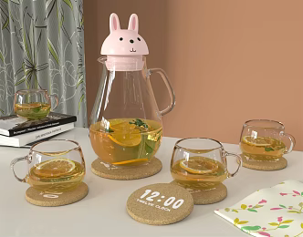 Modern Tea Set Rabbit Tea Set Combination 3d model