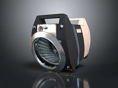 Industrial Style Lighting Combo With Black Casing Silver Metal And Wooden Sides 3d model