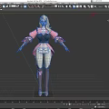 Game Movie Character with Blonde Hair Pink Black Top White Pants Brown Boots Ribbon Details