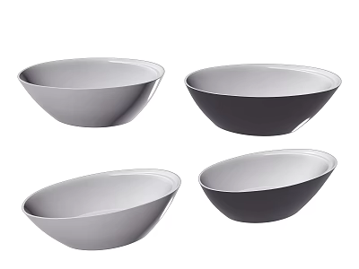 Modern Washbasin With Four Gray And Black Bowls Of Different Sizes 3d model