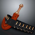 Vintage Dagger with Brown Handle Black Sheath and Bullet Belt Design