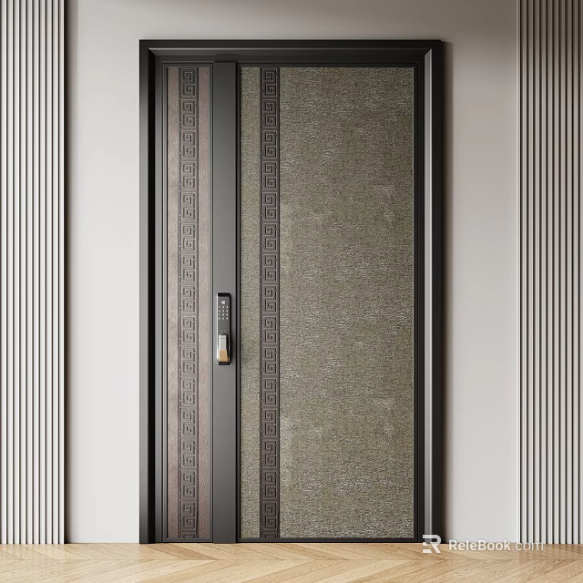 Modern Security Door With Textured Surface And Patterns 3d model