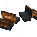Orange And Black Storage Crates With Open Closed Designs And Textured Surfaces
