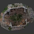 Ancient Ruin Architectural Model With Weathered Stone Walls Columns And Arched Openings