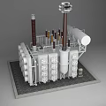 Industrial Power Transformer Equipment With Cooling Fins Insulator Columns And Control Panels
