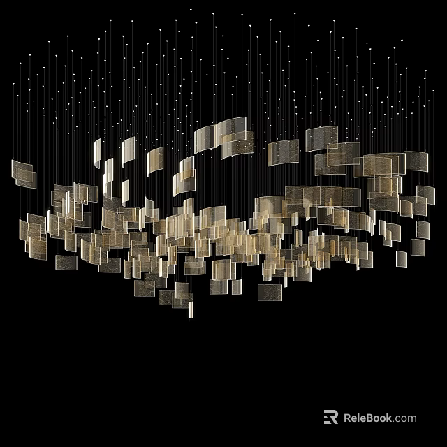 Contemporary Modern Chandelier With Square Glass Cubes And Hanging Pendant Design 3d model 