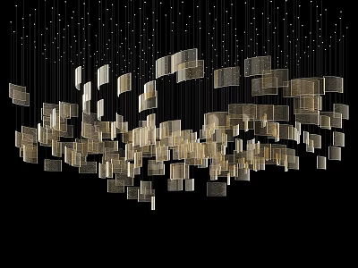 Contemporary Modern Chandelier With Square Glass Cubes And Hanging Pendant Design 3d model