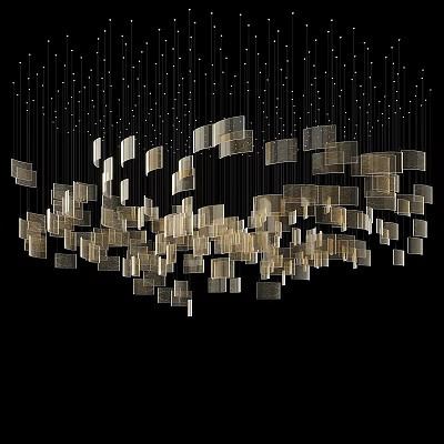 Contemporary Modern Chandelier With Square Glass Cubes And Hanging Pendant Design 3d model