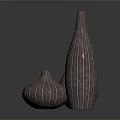 Artistic Handcrafted Modern Sculpture Carving Three Striped Vases Decorative Design