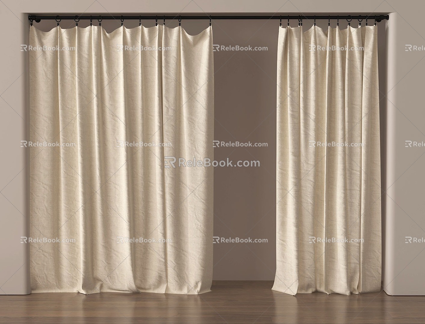 Modern Curtain Fabric Curtain Pleated Curtain 3d model