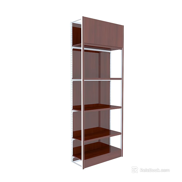 Wooden Bookshelf With Multiple Open Shelves And Modern Storage Design 3d model 
