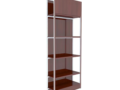 Wooden Bookshelf With Multiple Open Shelves And Modern Storage Design 3d model