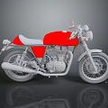 Vintage Red Motorcycle With White Seat Silver Engine Chrome Wheels Classic Design And Reflective Surface