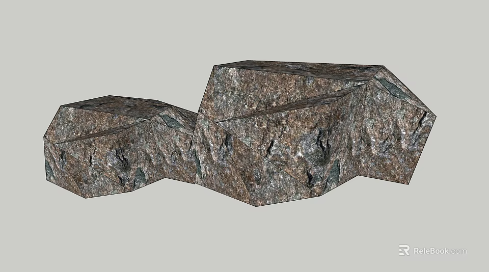 Natural Stone And Wood Irregular Blocks For Interior Decoration Design Elements 3d model