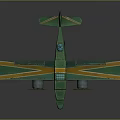 Vintage Green and Yellow Biplane Model with Twin Engines and Retro Design