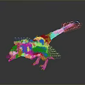 Detailed 3D Model Of Black Feathered Creature With Red Crest Long Tail And Yellow Feet