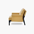 Modern Single Sofa Design With Beige Upholstery And Black Metal Legs
