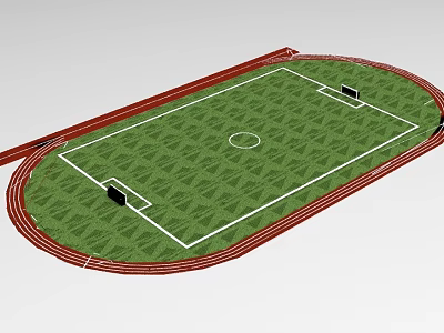 Sports Ground Featuring Green Football Field Red Running Track And White Lines 3d model